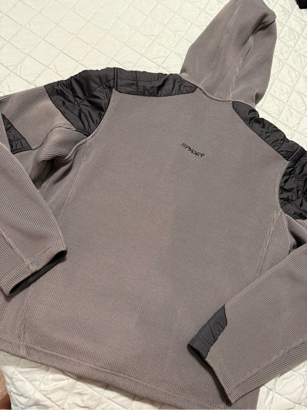 Spyder Men's Crewneck Hoodie in Taupe with Black Panels